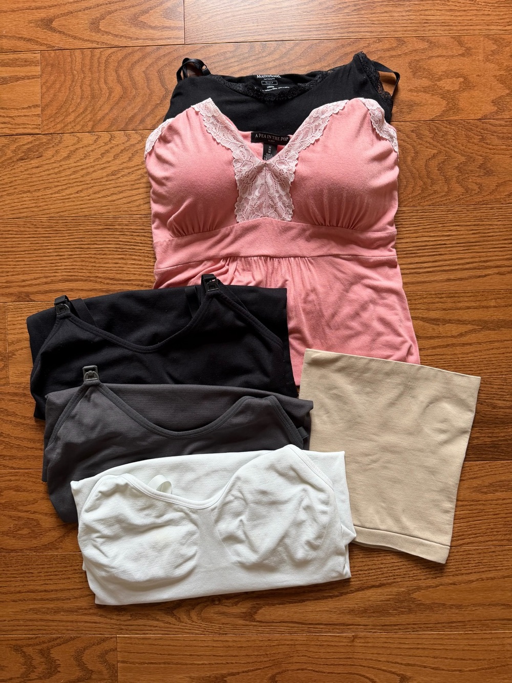 Postpartum Nursing Bundle - two nursing gowns, three nursing camis, belly band